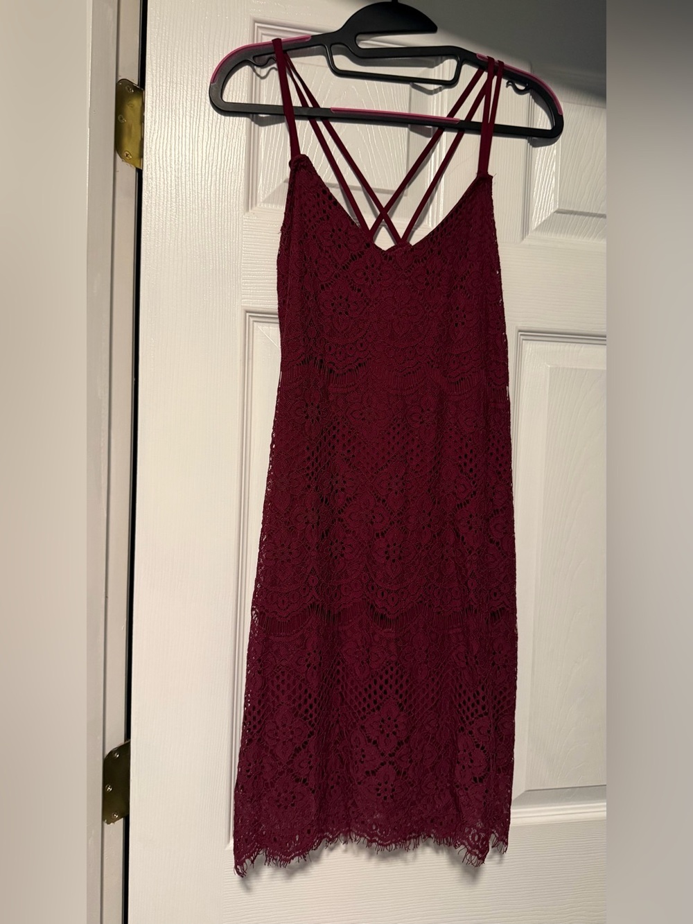 Women's Burgundy Lace Strappy Dress miami small